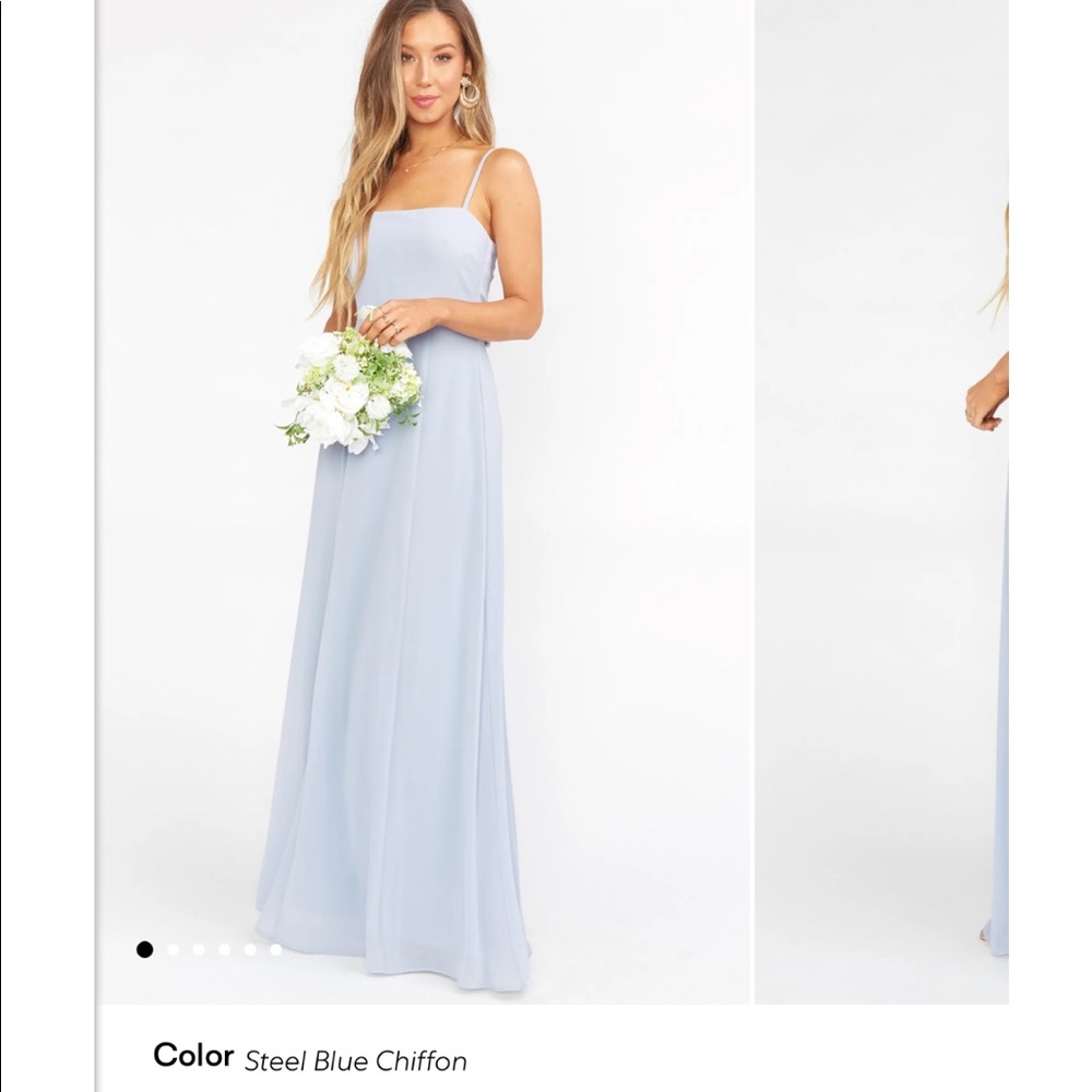 Lauren Tie Maxi Dress - Steel Blue Chiffon - Show Me Your MuMu